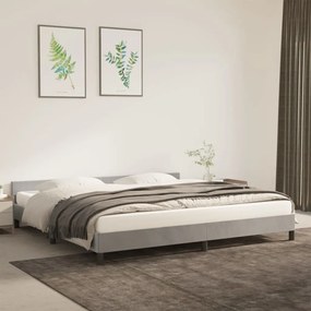 347591 vidaXL Cadru de pat cu tăblie, gri deschis, 200x200 cm, catifea