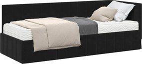 vidaXL Cadru de pat colțar cu saltea cu saltea 2 pcs Negru Catifea