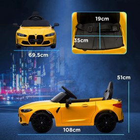 AIYAPLAY Mașinuță Electrică pentru Copii BMW M4, Galbenă | Aosom Romania