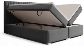 Pat continental Solani 160x200 cu spațiu de depozitare - catifea gri închis Castel 93