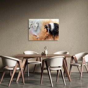 Tablou pe sticlă - Farmecele indienilor (70x50 cm)