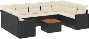 vidaXL Set canapele de grădină cu perne, 10 piese, negru, poliratan