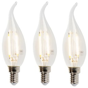 Set 3 LED-uri lampa lumanare cu filament E14 3W 2700K 250lm F35 dimmabil transparent