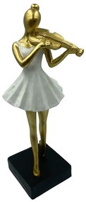 Statueta Femeie cu vioara Clarice 23cm, Alb