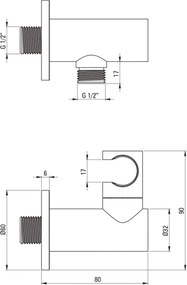 Racord unghiular pentru furtun de dus, cu suport, alama, Deante Silia Auriu