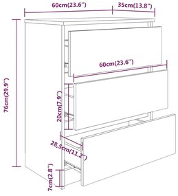 Servanta, gri extralucios, 60x35x76 cm, lemn prelucrat 1, gri foarte lucios