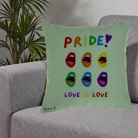 Perna Personalizata Pride Love is Love Curcubeu, 40x40 cm, Verde, Husa Detasabila, Perna Inclusa, BEKZ®