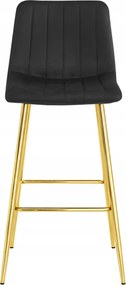 Scaun de bar POZZA VELVET cu picioare aurii, negru