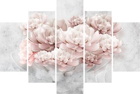 Tablou - Flori roz pe perete (150x105 cm)
