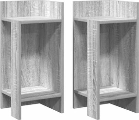 vidaXL Mese laterale 2 buc cu raft Gri Sonoma 25,5x27x60 cm