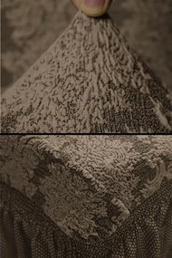 Set 6 huse elastice pentru scaune, cu volanas, model Jacquard Cappuccino