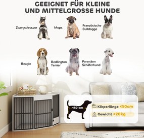 PawHut Cușcă pentru câini, box de odihnă pentru câini mici și medii, cutie pentru animale de companie, ușă pentru hrănire, MDF, metal, Alb | Aosom Romania