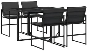 3295073 vidaXL Set mobilier de grădină, 5 piese, cu perne, negru, textilenă