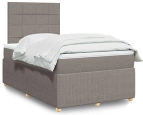 vidaXL Pat box spring cu saltea, gri taupe, 120x200 cm, textil
