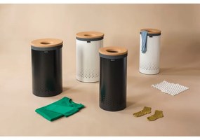 Cos de rufe Brabantia 90300241, 60 L, Capac din pluta, Umplere fara deschidere, Gauri ventilatie, Alb