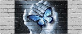 Tablou - Fluture pe perete (120x50 cm)