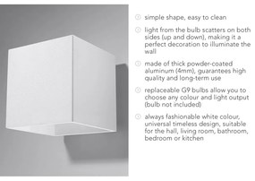 Aplică de perete albă Geo – Sollux