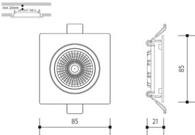 Corp de iluminat LED încastrat LED/6W/230V 4000K 8,5x8,5 cm alb