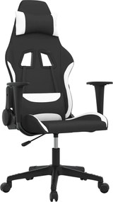 vidaXL Scaun de jocuri, negru și alb, textil