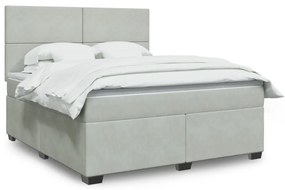 vidaXL Pat box spring cu saltea, gri deschis, 180x200 cm, catifea