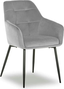 Scaun UGO NEW, gri deschis/negru, stofa catifelata/metal, 58x62x85 cm