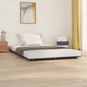 824575 vidaXL Cadru de pat, gri, 150x200 cm, lemn masiv de pin