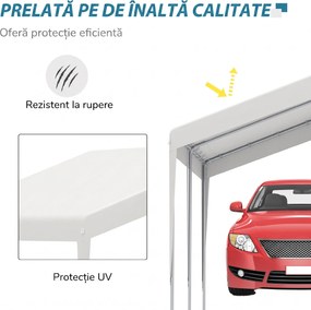 Outsunny Foișor 4x4m pentru Mașini și Bărci, Ideal pentru Nunti și Petreceri, Cort de Grădină din Oțel Galvanizat, Alb | Aosom Romania