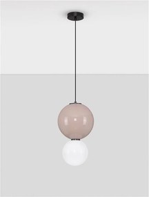Pendul LED decorativ portelan mocha, sticla alb, NOESIS