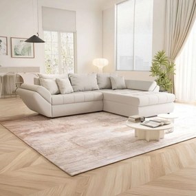 Colțar extensibil dumonde cu ladă de depozitare si sezut confortabil din spuma high-density, Loana Enjoy Bej II 270x185 cm