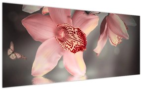 Tablou - Flori și fluture (120x50 cm)