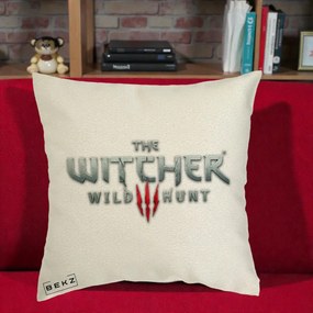Perna Personalizata The Witcher 3 Wild Hunt, 40x40 cm, Ecru, Husa Detasabila, Perna Inclusa, BEKZ®