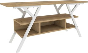 Comoda TV Minerva, stejar/alb, PAL/metal, 120x35x55 cm