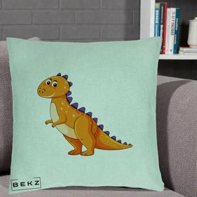 Perna Decorativa T-Rex Portocaliu, 40x40 cm, Verde Menta, Husa Detasabila, Perna Inclusa, BEKZ®