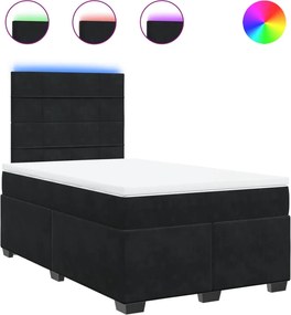 vidaXL Pat box spring cu saltea, negru, 120x200 cm, catifea