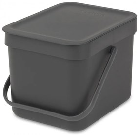 Cos de gunoi colectare selectiva Brabantia Sort&Go 648974, 6 l, Maner, Montabil pe perete, Gri inchis