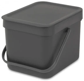 Cos de gunoi colectare selectiva Brabantia Sort&Go 648974, 6 l, Maner, Montabil pe perete, Gri inchis
