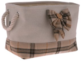 TEMPO-KONDELA MOLIS, coşuri din stofă cu mânere, set 2 buc., bej/maro