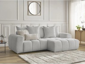 Colțar gri deschis extensibil/cu spațiu de depozitare cu tapițerie din țesătură bouclé (cu colț pe partea dreaptă/cu șezlong) Roxelane – Bobochic Paris