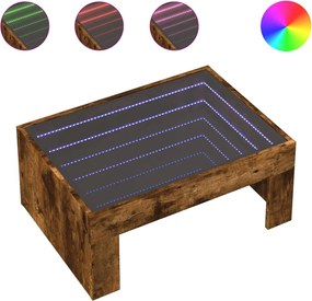 vidaXL Măsuță de cafea cu LED infinity, stejar fumuriu, 70x50x30 cm