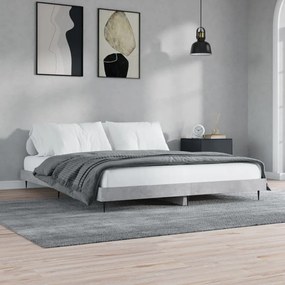 832241 vidaXL Cadru de pat, gri beton, 150x200 cm, lemn prelucrat
