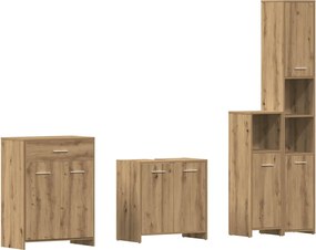 vidaXL Set mobilier de baie, 4 piese, stejar artizanal, lemn prelucrat