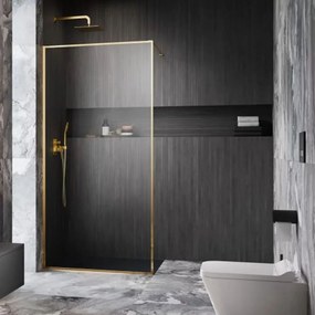 Paravan de dus tip Walk-in Radaway Modo F II auriu lucios-transparent 55 cm sticla securizata 8 mm