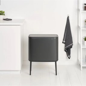 Coș Brabantia Bo Touch 1008857, 3x11 l, Deschidere lină și silențioasă, Deschidere mare, Gri închis
