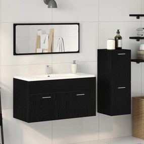 vidaXL Set Mobilier Baie 3 Piese Negru Stejar Lemn Ingineresc