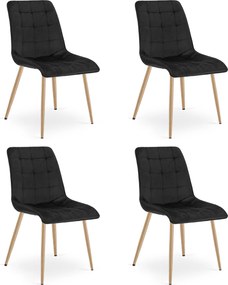 Set 4 Scaune Bucatarie/Dining Spirit Catifea Negru,Picioare Metalice, Finisaj Lemn
