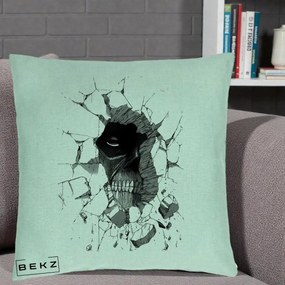 Perna Personalizata Attack on Titan Titan Crapand Zidul, 40x40 cm, Verde Menta, Husa Detasabila, Perna Inclusa, BEKZ®