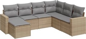 vidaXL Set canapele de grădină, 7 piese, cu perne, bej, poliratan