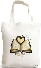 Sacosa de Panza pentru Cumparaturi, Geanta Tote, model Books 24 38 x 34.5 cm, Alba, BEKZ®
