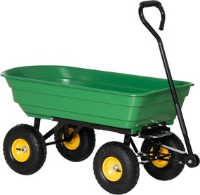 Cărucior de grădină 75L din oțel și PP cu cuvă rabatabilă și mâner de transport, 109x52x94 cm, de culoare verde închis Outsunny | Aosom Romania