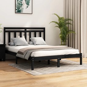3105264 vidaXL Cadru de pat, negru, 160x200 cm, lemn masiv